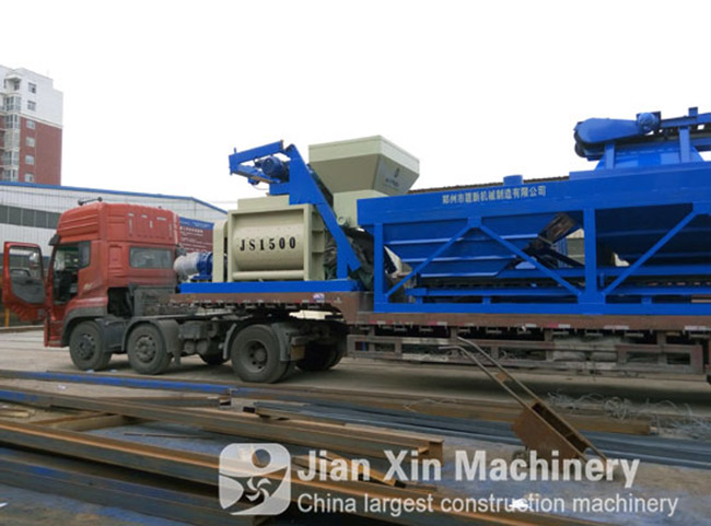 The HZS75 concrete mixing station produced by zhengzhou jianxin machinery had been loaded.