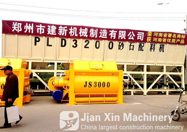 JS3000 concrete mixer used in HZS180 concrete mixing plant